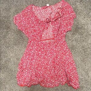 Floral Red Mini Dress